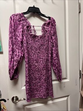 Free People Purple Floral Smocked Mini Dress
